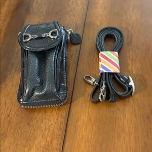 Vintage Brighton Leather Crossbody Wallet, Black